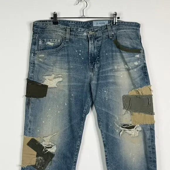 Adriano Goldschmied The Tellis Modern Slim Patched Distressed Jeans Mens 36